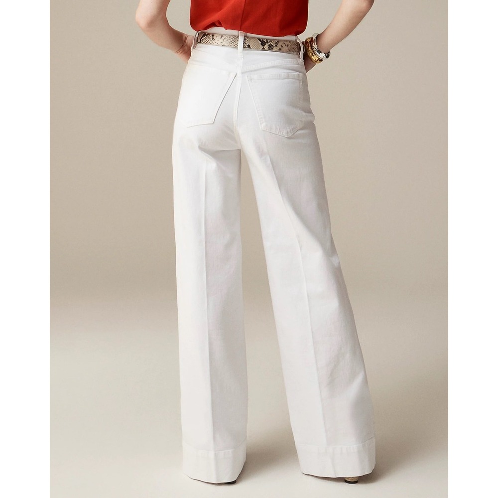 J CREW Wide leg denim trouser in white NWT size 28